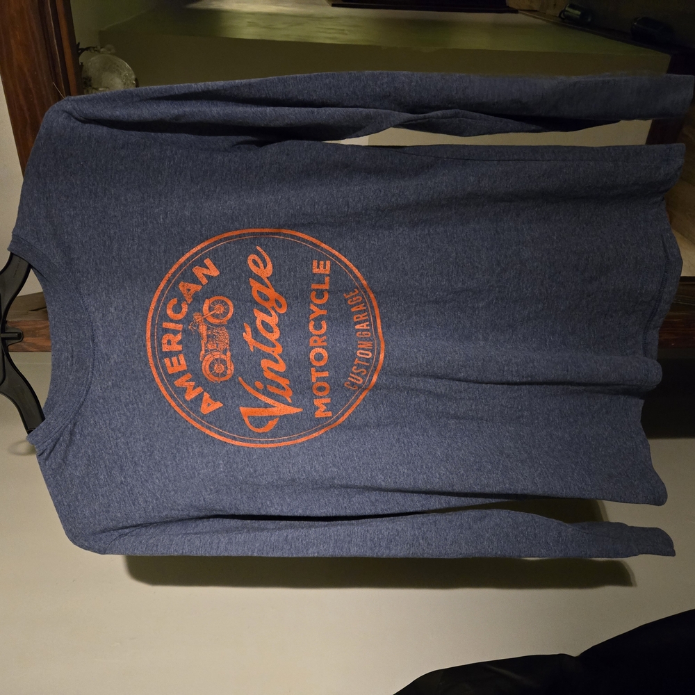 Blue Long Sleeve with Orange Graphic Size Adult Medium Like NEW!
